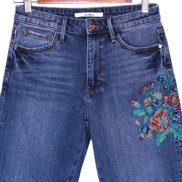 SAM EDELMAN The Mary Jane Embroidered Jeans High Rise, Cropped Women's Size 4 - Picture 2 of 11